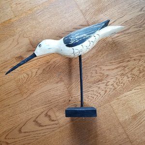 Wood bird carving on stand